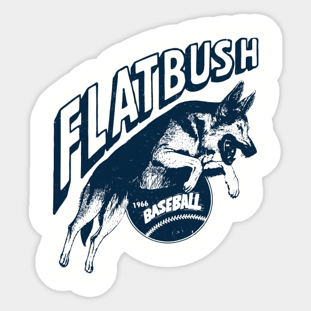 Vintage German Shepard Flatbush Baseball Mascot Team Sticker by Kujo Vintage